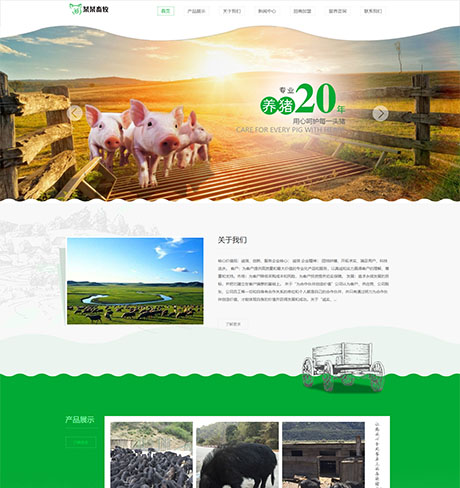 响应式香猪畜牧养殖合作社网站模板 - PC端