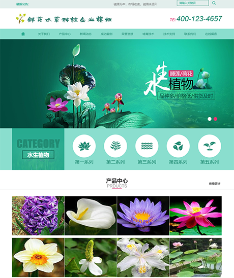 鲜花水草花卉网站模板 - PC端